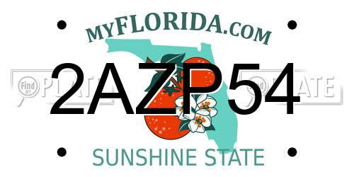 2AZP54 Florida License Plate