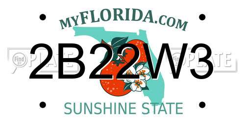 2B22W3 Florida License Plate