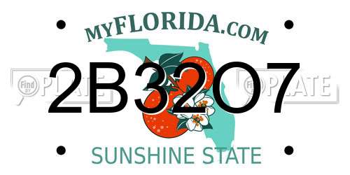 2B32O7 Florida License Plate