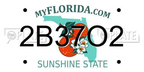 2B37O2 Florida License Plate
