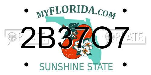 2B37O7 Florida License Plate