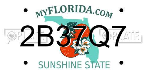 2B37Q7 Florida License Plate