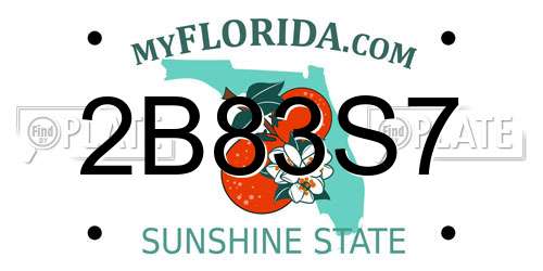 2B83S7 Florida License Plate