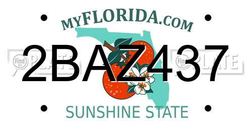 2BAZ437 Florida License Plate