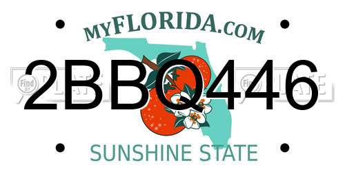 2BBQ446 Florida License Plate