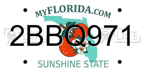 2BBQ971 Florida License Plate