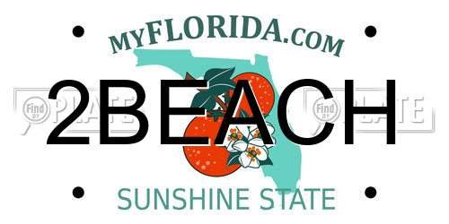2BEACH Florida License Plate