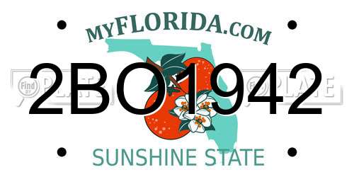 2BO1942 Florida License Plate