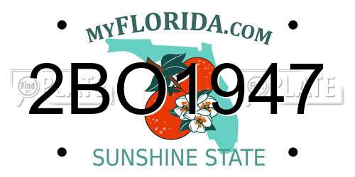 2BO1947 Florida License Plate