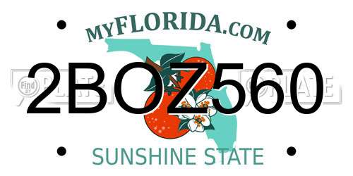 2BOZ560 Florida License Plate