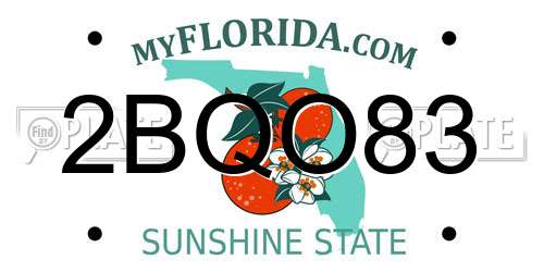 2BQO83 Florida License Plate
