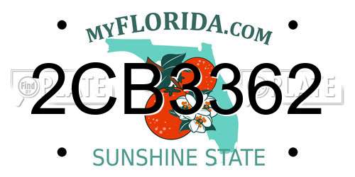 2CB3362 Florida License Plate