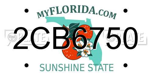 2CB6750 Florida License Plate