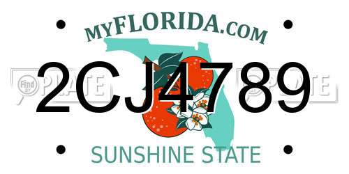 2CJ4789 Florida License Plate