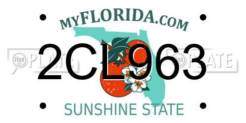 2CL963 Florida License Plate