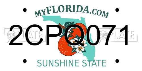 2CPQ071 Florida License Plate
