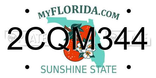 2CQM344 Florida License Plate