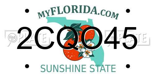 2CQO45 Florida License Plate