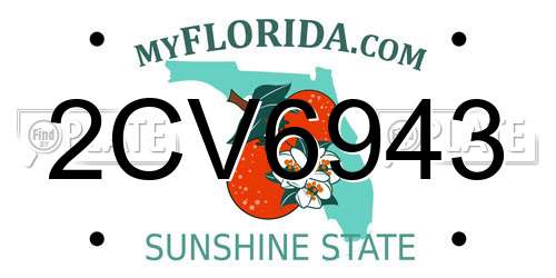 2CV6943 Florida License Plate