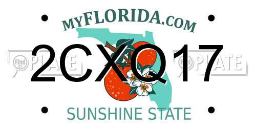 2CXQ17 Florida License Plate