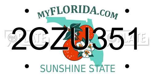 2CZU351 Florida License Plate