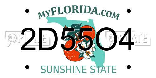 2D55O4 Florida License Plate