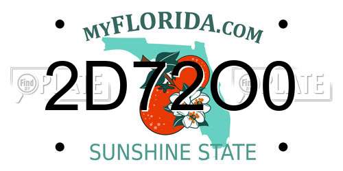2D72O0 Florida License Plate
