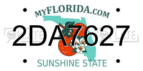 2DA7627 Florida License Plate