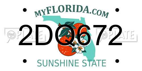 2DQ672 Florida License Plate