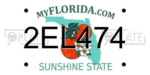 2EL474 Florida License Plate