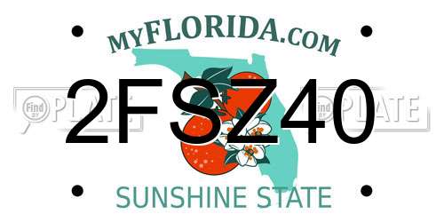 2FSZ40 Florida License Plate