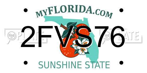 2FVS76 Florida License Plate