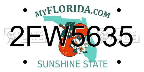 2FW5635 Florida License Plate