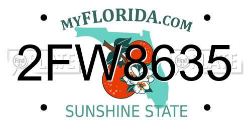 2FW8635 Florida License Plate