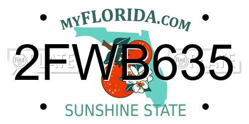 2FWB635 Florida License Plate