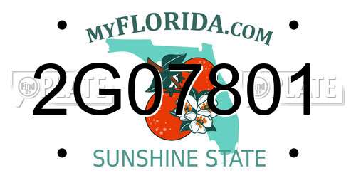 2G07801 Florida License Plate