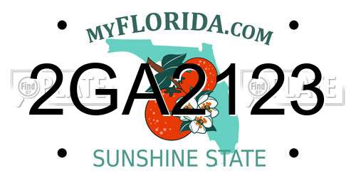 2GA2123 Florida License Plate