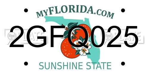 2GFQ025 Florida License Plate