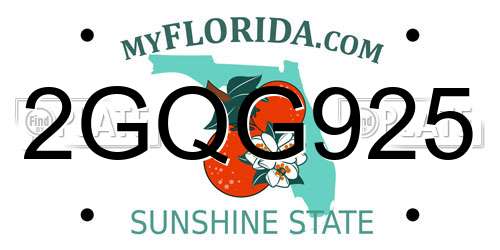 2GQG925 Florida License Plate