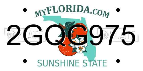 2GQG975 Florida License Plate