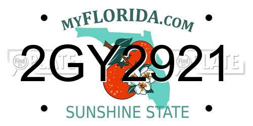 2GY2921 Florida License Plate