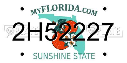 2H52227 Florida License Plate
