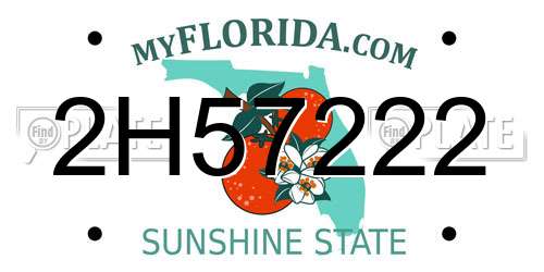 2H57222 Florida License Plate