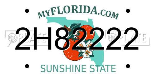 2H82222 Florida License Plate