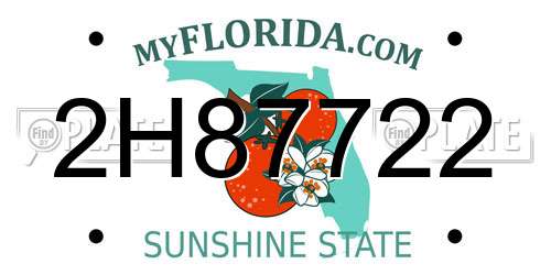 2H87722 Florida License Plate