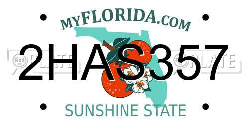 2HAS357 Florida License Plate