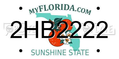 2HB2222 Florida License Plate
