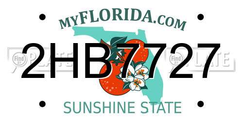 2HB7727 Florida License Plate