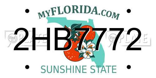 2HB7772 Florida License Plate