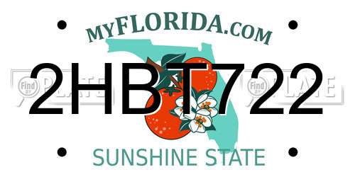 2HBT722 Florida License Plate